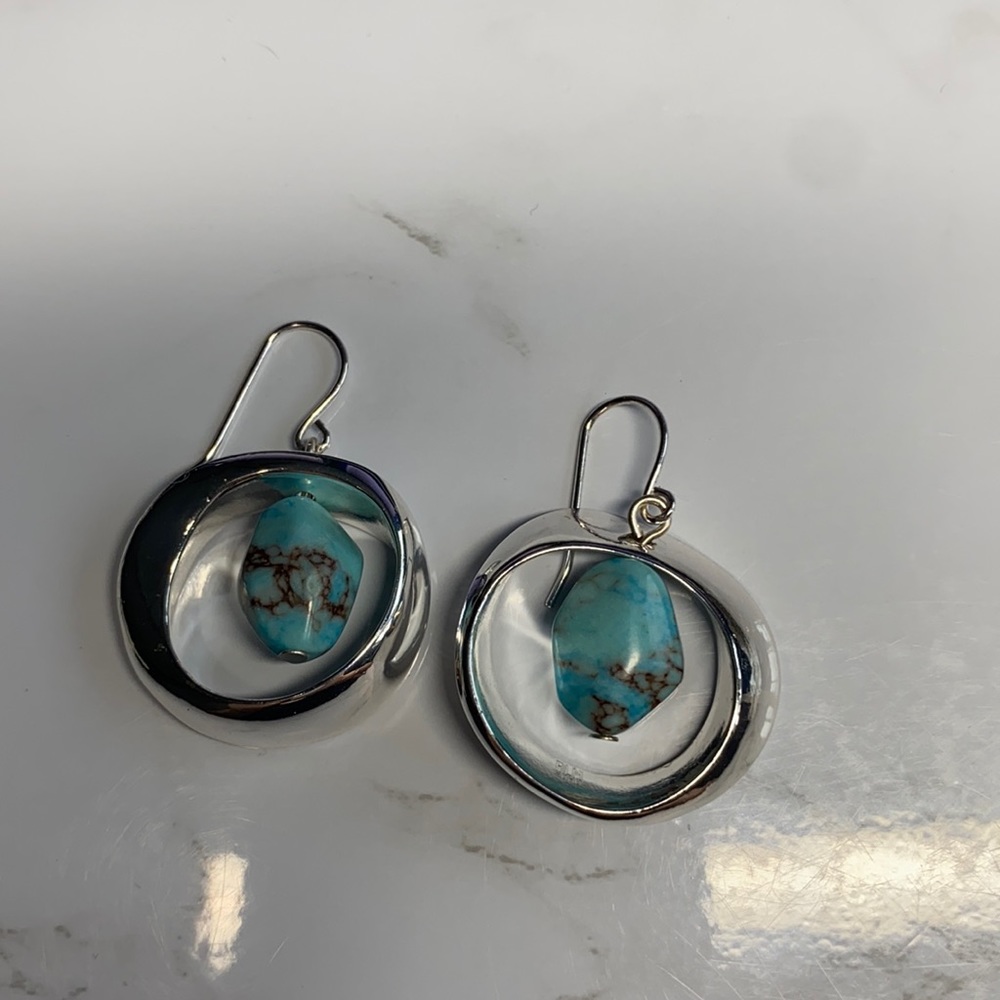 Robert Lee Morris silver drop earrings with turquoise like stone drop